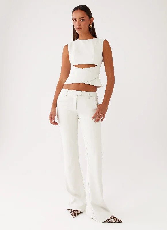 Urban Comfort Cyra Low Rise Slim Fit Pants - Ivory
