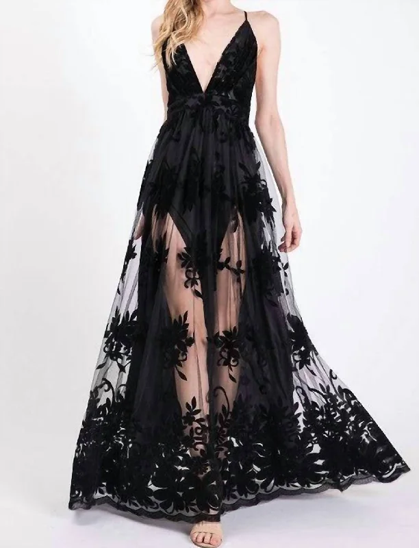 Versatile Style Endless Love Floral Maxi Dress In Black