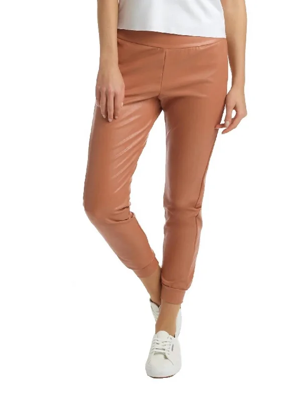 Urban Comfort Faux Leather Jogger In Adobe