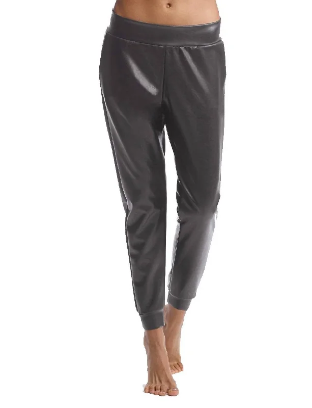 Comfortable Fashion Faux Leather Jogger In Grey