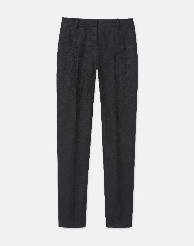 Cozy Dress Flora Bloom Jacquard Wool-Silk Clinton Ankle Pant