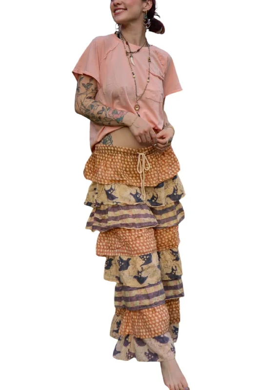 Cozy Chic Flyaway Birdie Ruffle Pants In Brown