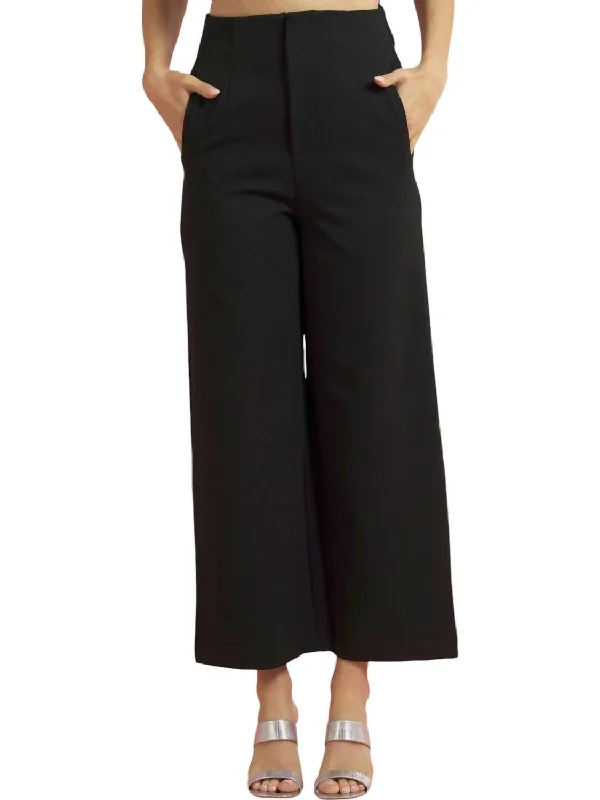 Layered Style High Waist Wide Leg Pants In Black