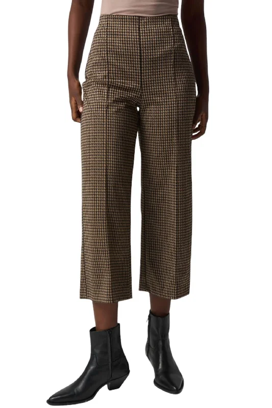 Stylish Wear Houndstooth Wide Leg Pants In Black/beige
