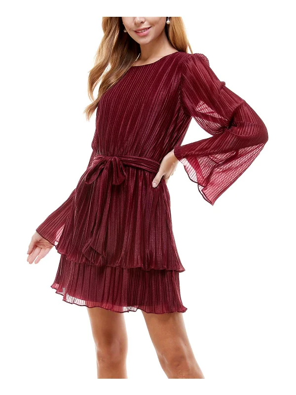 Soft Comfort Juniors Womens Chiffon Tiered Sheath Dress