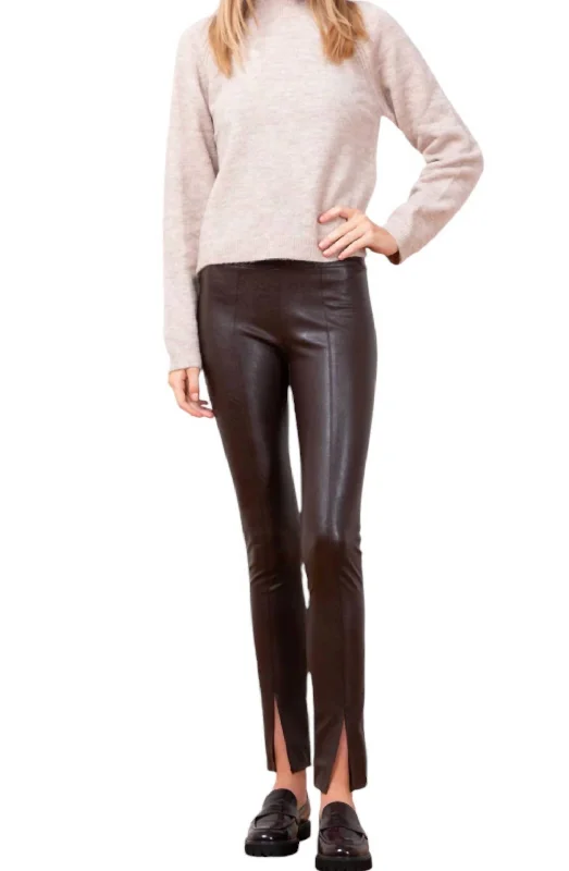 Effortless Dressing Max Fine Pleather Pants In Brown