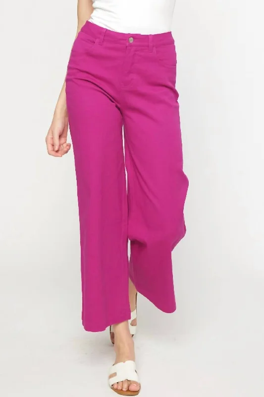 Stylish Ease My Story Wide Leg Pants In Magenta