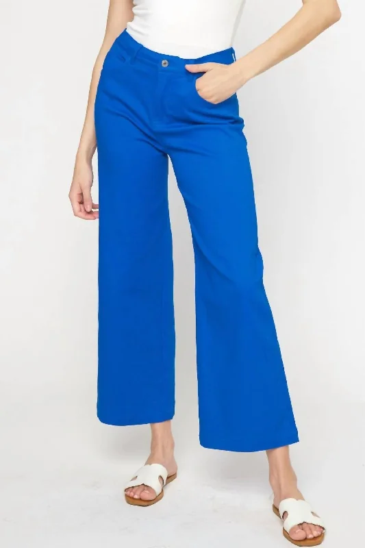 British Style My Story Wide Leg Pants In Royal
