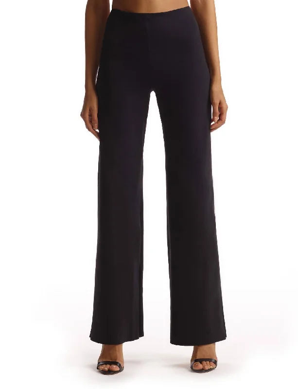 Effortless Style Neoprene Wide Leg Pants In Black