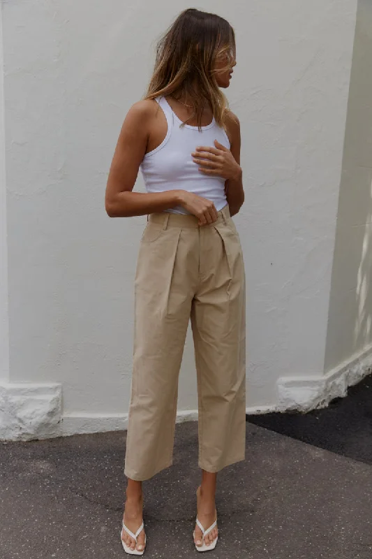 Fashion Must-have Otto Poplin Pants - Tan