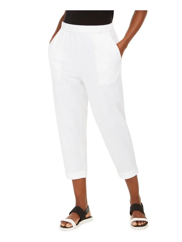 Easy Chic Petites Womens Organic Cotton Slouchy Cropped Pants