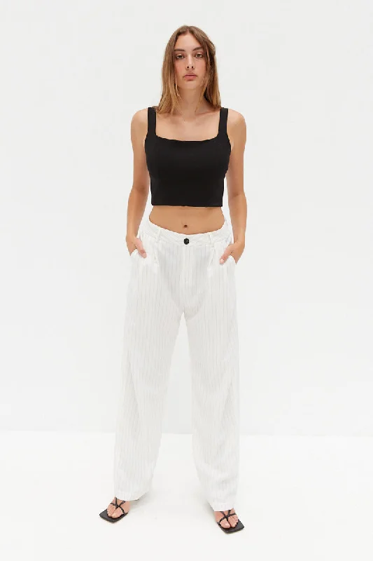 Elegant Wear Pinstripe Pants - White