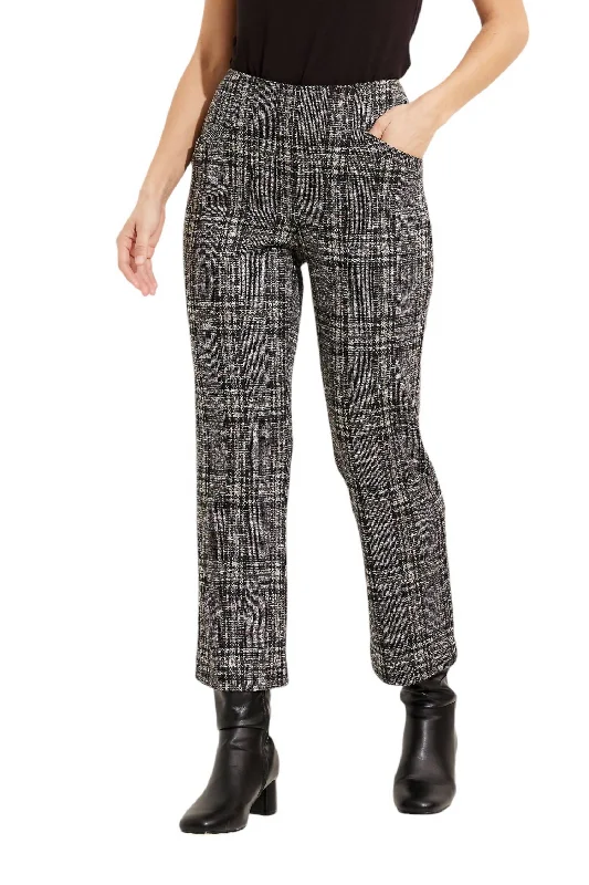 Relaxed Fit Plaid High-Waisted Pant In Black/multi
