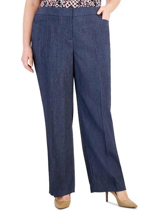 Everyday Style Plus Womens High Rise Work Wear Straight Leg Pants