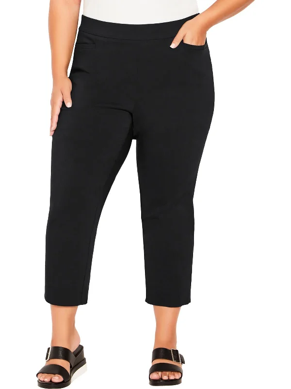 Smart Casuals Plus Womens Mid-Rise Straight Leg Cropped Pants