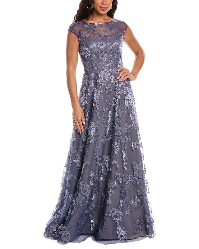 Cozy Pants Rene Ruiz Illusion Neckline Embroidered A-Line Gown