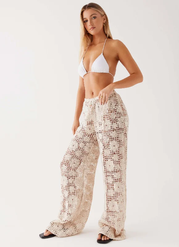 Modern Comfort Shell Beach Crochet Pants - Ivory