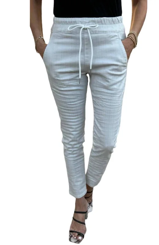 Sports Style Shely Pants In Platinum Herringbone