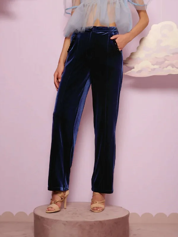 Smart Comfort Spell Velvet Trouser In Navy