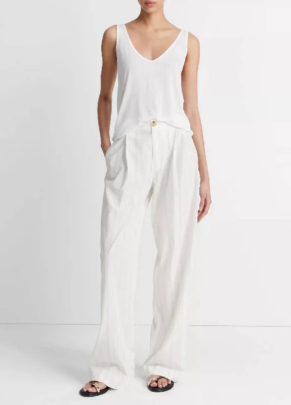 Exquisite Craftsmanship Striped Pleated Trouser Pants In Pampas Stripe