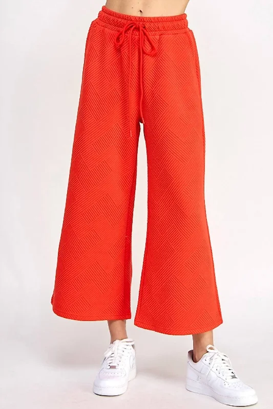 Fresh Comfort Textured Cropped Wide Pant In Orange