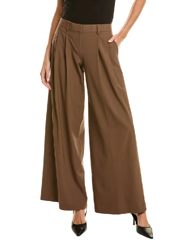 Stylish Comfort Theory Pleated Low-Rise Wool-Blend Pant