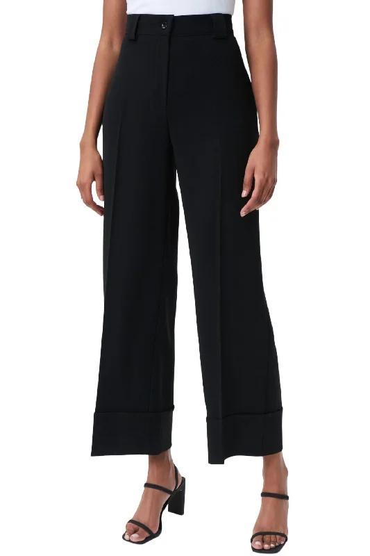 Minimal Comfort Twill Wide Leg Pants In Black