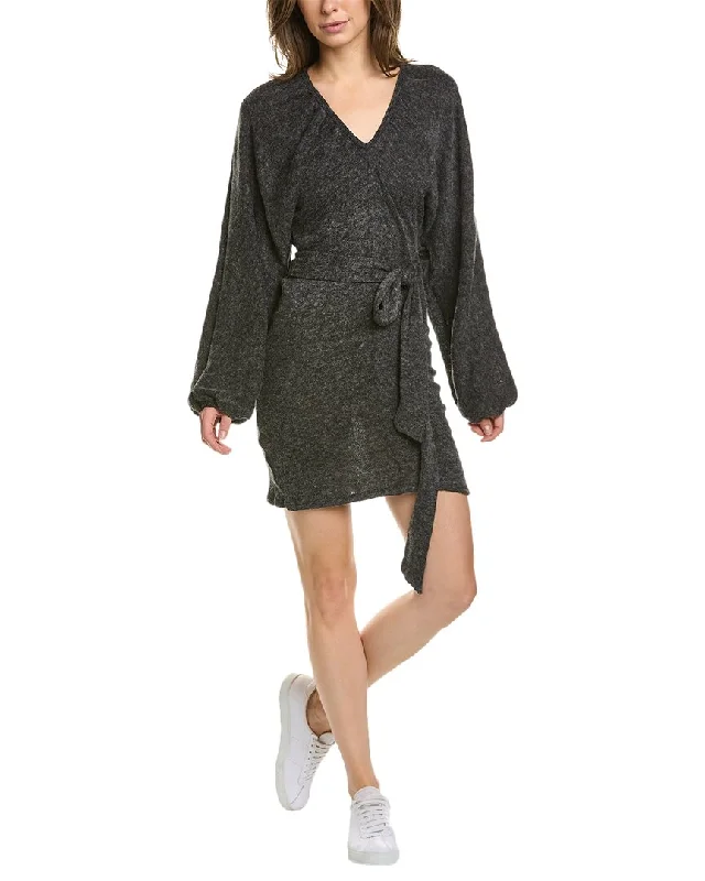 Stylish Ease Vintage Havana Tie-Back Angora-Blend Mini Dress
