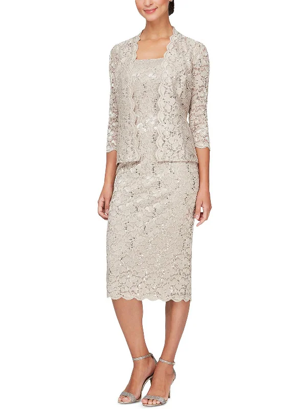 Versatile Style Womens 2PC Lace Midi Dress