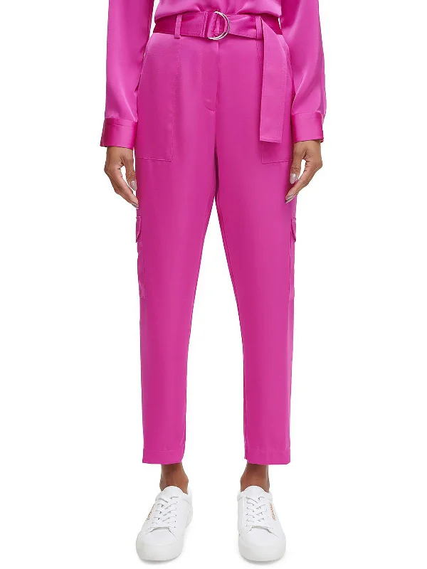 Stylish Ease Womens Belted High Rise Cargo Pants