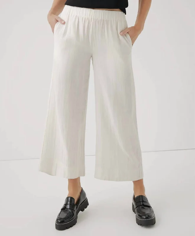 Simple Style Women's Coastal Double Gauze Wide Leg Pant In Sea Salt