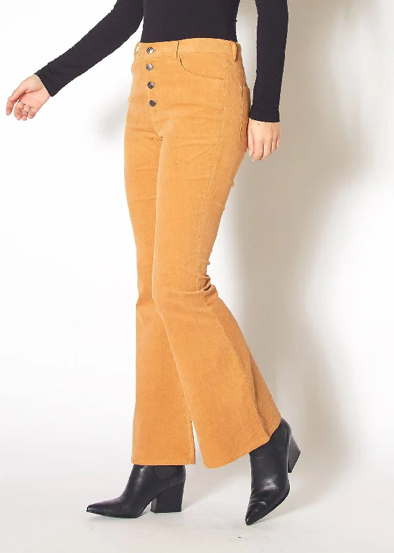 Cozy Vibes Women's Corduroy Flared Pants in Brick