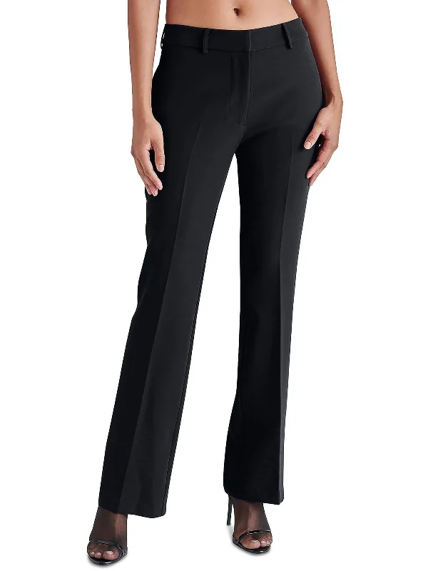 Stylish Ease Womens Crepe Mid Rise Straight Leg Pants