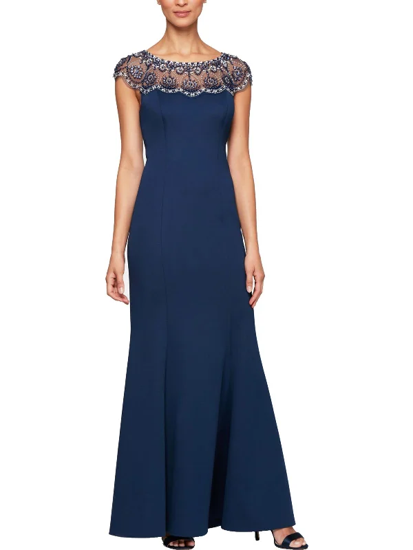Classic Choice Womens Embellished Sleeveless Evening Dress
