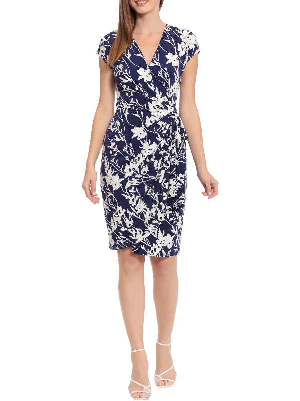 Weekend Style Womens Faux Wrap Printed Sheath Dress
