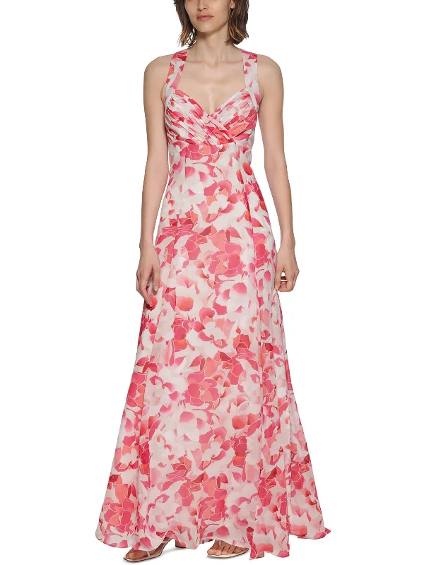 Cozy Outfit Womens Floral Print Maxi Evening Dress