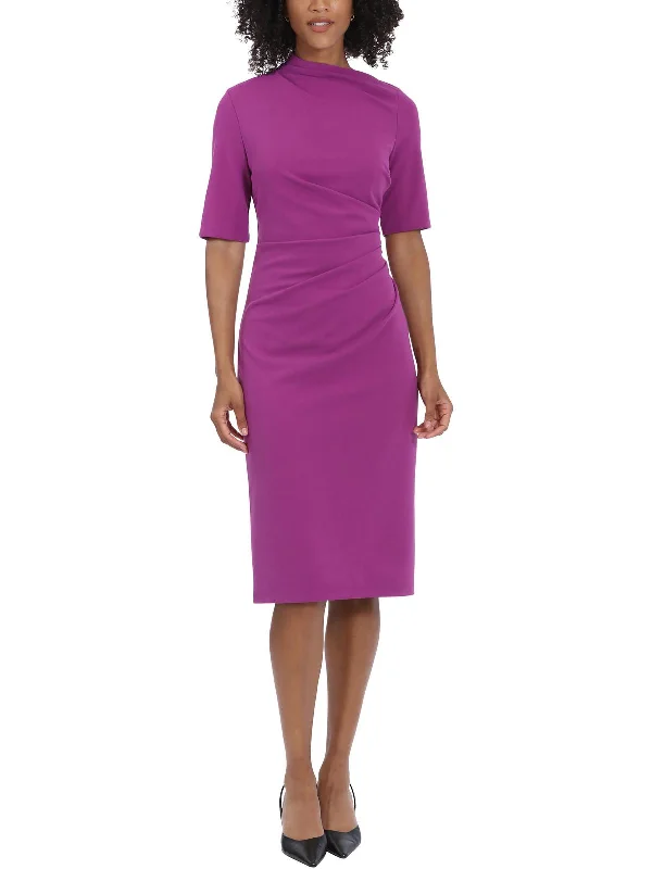All-Day Comfort Womens Gathered Work Sheath Dress