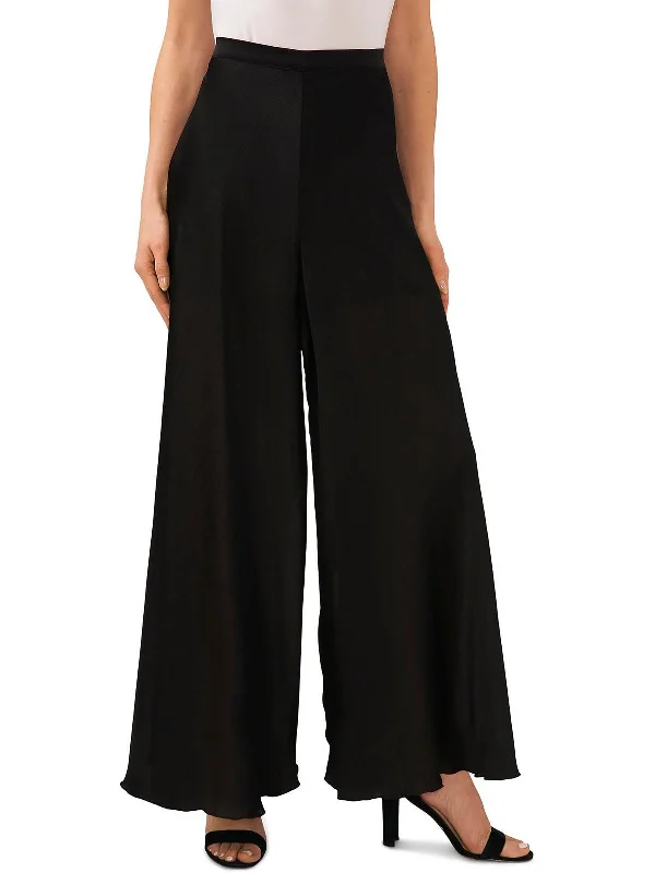 Comfort Fit Womens High Rise Slub Wide Leg Pants