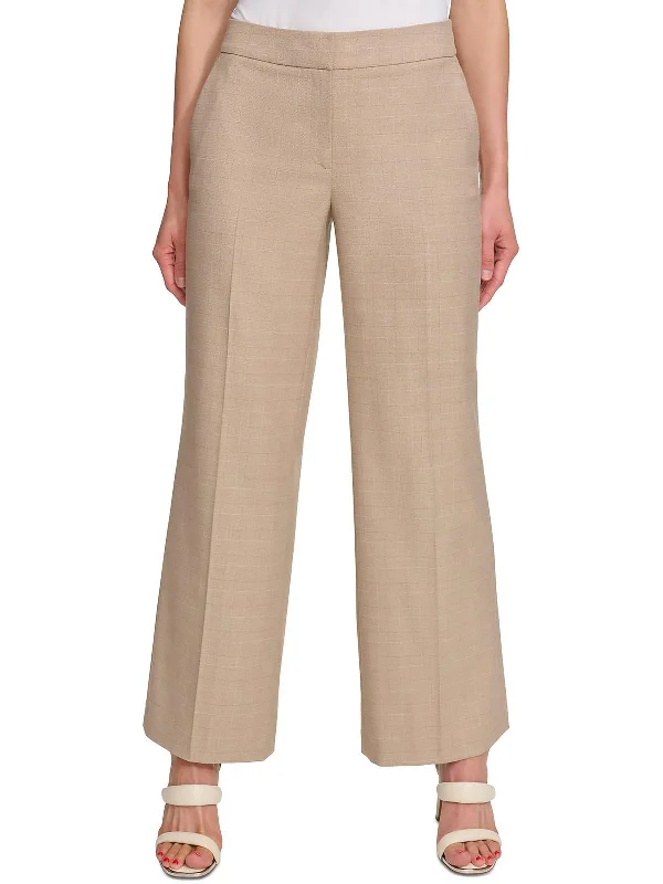 Cozy Sweaters Womens High Waist Window Pane Wide Leg Pants
