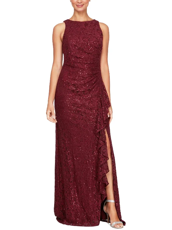 Comfort Fit Womens Lace Sleeveless Evening Dress