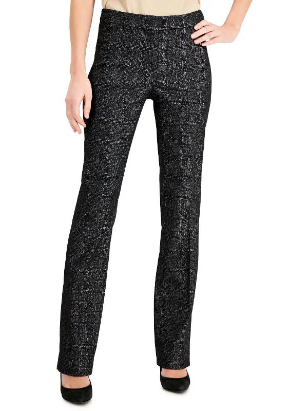 Relaxed Style Womens Metallic Mid-Rise Flared Pants
