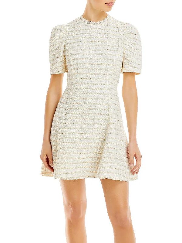 Fresh Comfort Womens Metallic Mini Fit & Flare Dress