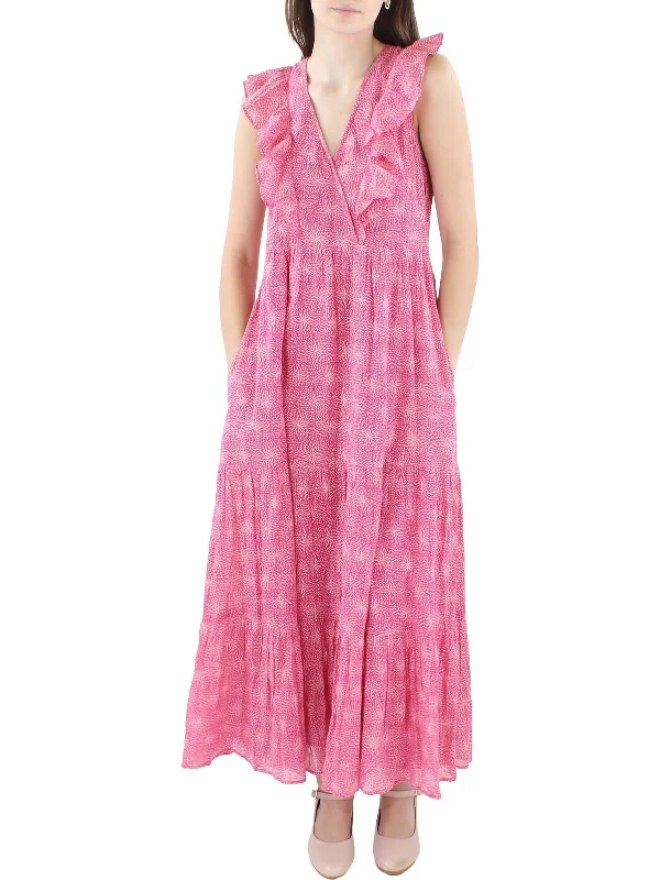 Timeless Comfort Womens Printed Maxi Fit & Flare Dress
