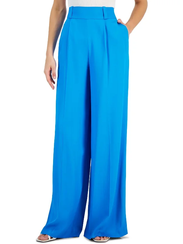 Casual Elegance Womens Ribbed Viscose Wide Leg Pants