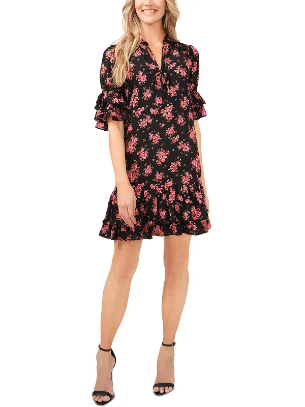 Simple Comfort Womens Ruffled Short Mini Dress