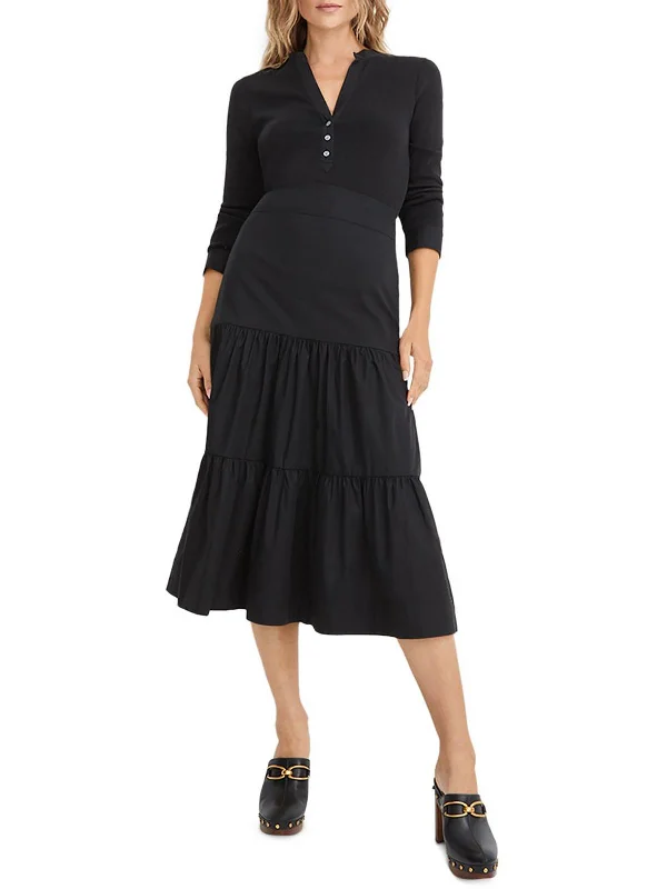 Trendy Looks Womens Tiered Calf Midi Dress