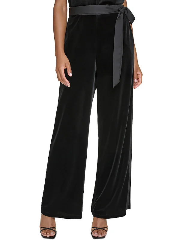 Warm Wear Womens Velvet High Rise Straight Leg Pants