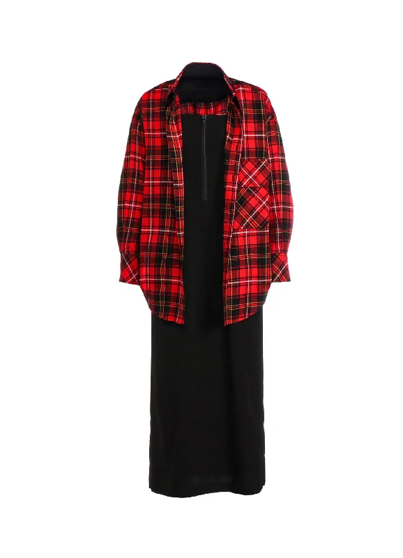 Comfy Pants TARTAN CHECK DOUBLE LAYERED DRESS
