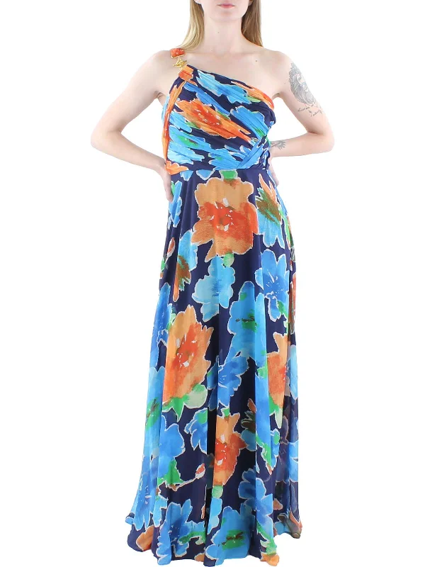 Layered Style Zurinda Womens Chiffon Floral Print Evening Dress