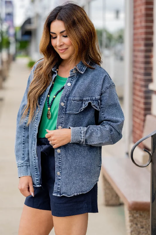 Casual Wear Acid Washed Ruffle Accented Jacket